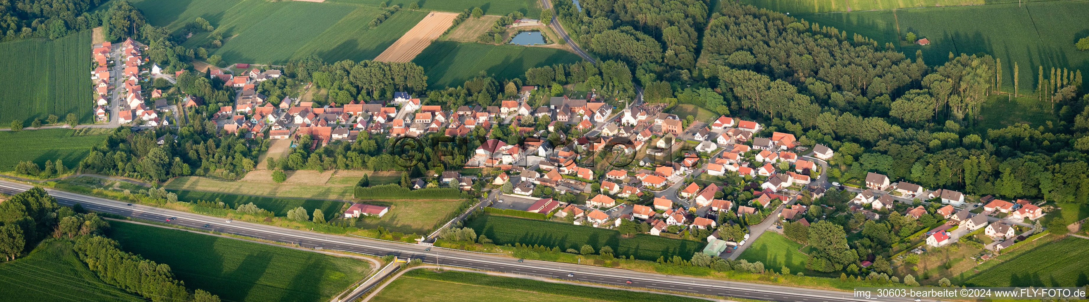 Panorama in Kesseldorf in the state Bas-Rhin, France