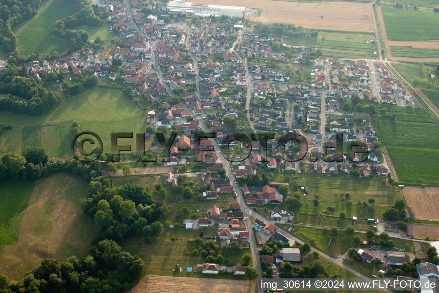 Niederrœdern in the state Bas-Rhin, France from the drone perspective