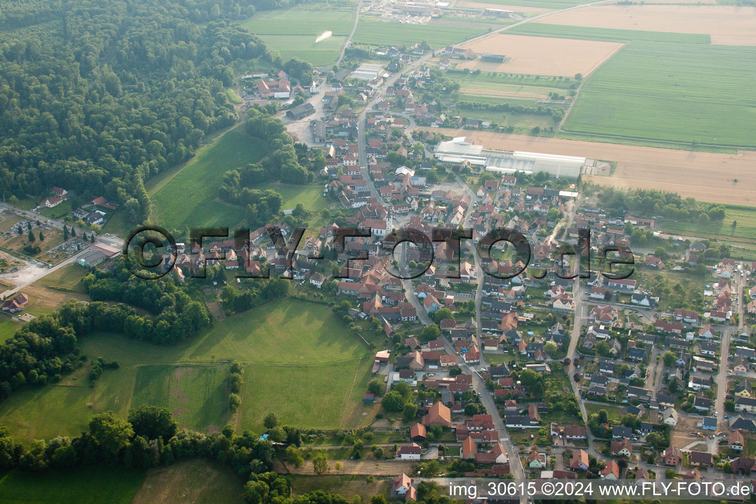 Niederrœdern in the state Bas-Rhin, France from a drone