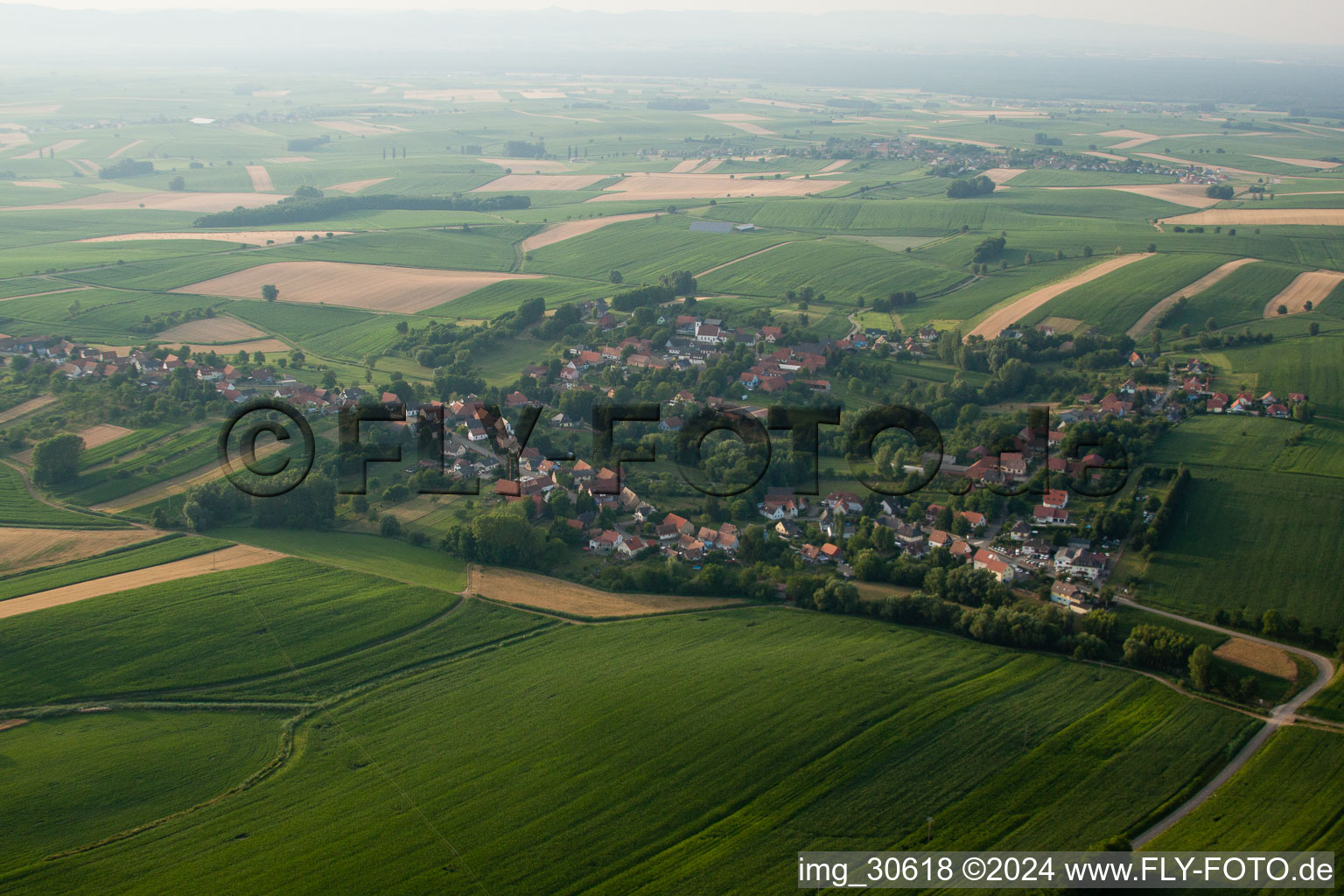 Aerial photograpy of Eberbach-Seltz in the state Bas-Rhin, France