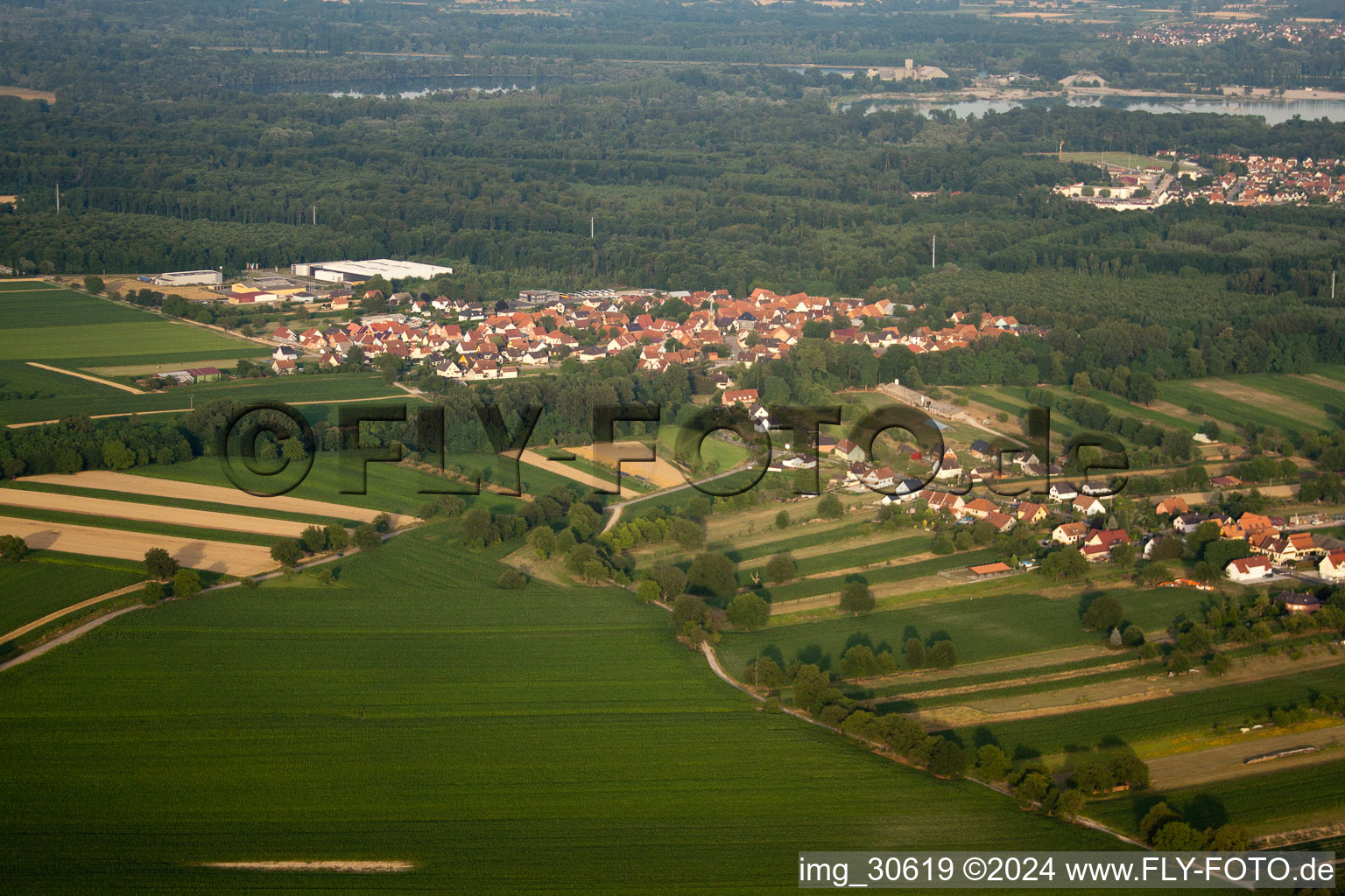 Aerial view of From the west in Schaffhouse-près-Seltz in the state Bas-Rhin, France