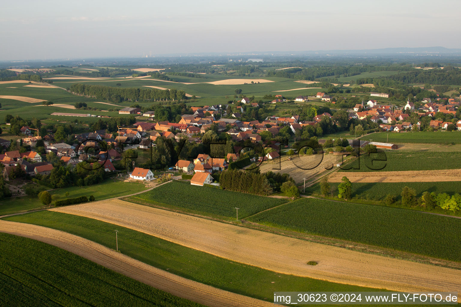 Wintzenbach in the state Bas-Rhin, France viewn from the air