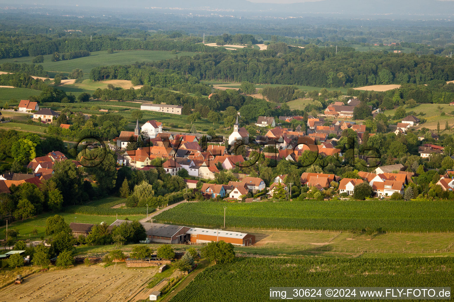 Drone recording of Wintzenbach in the state Bas-Rhin, France