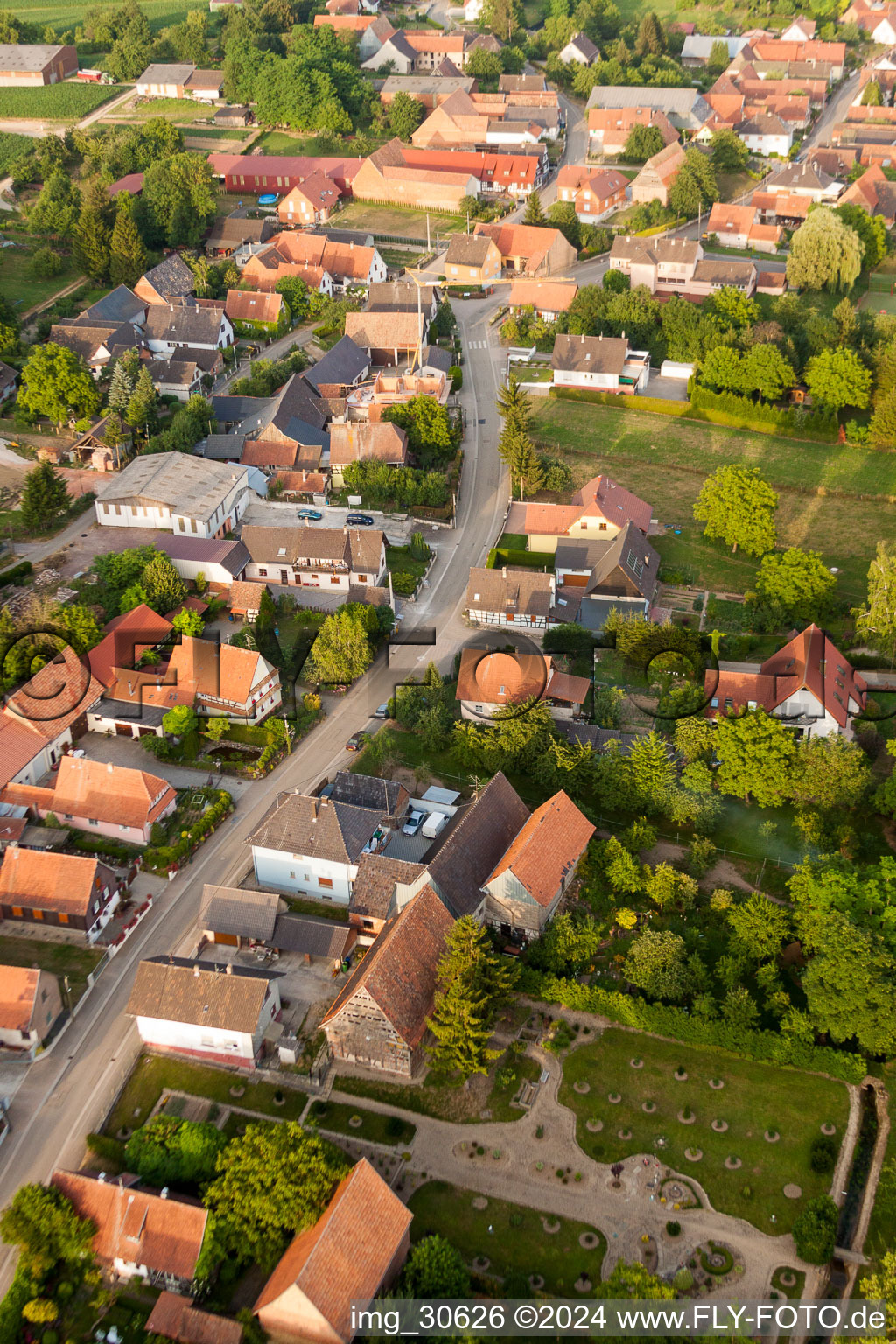 Street - road guidance of Hauptstrasse in Wintzenbach in Grand Est, France