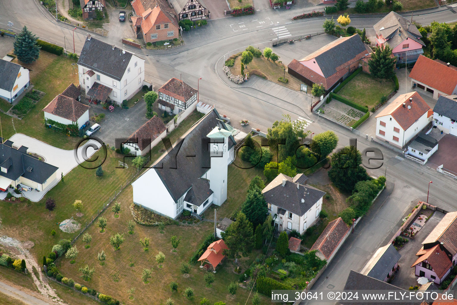 Scheibenhardt in Scheibenhard in the state Bas-Rhin, France seen from a drone