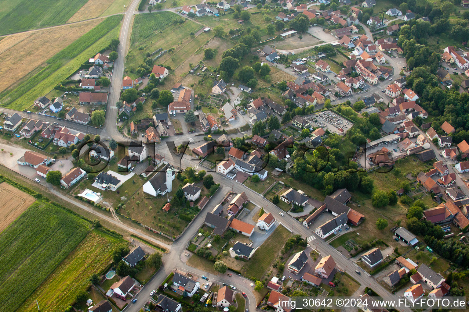 Aerial view of Scheibenhardt in Scheibenhard in the state Bas-Rhin, France