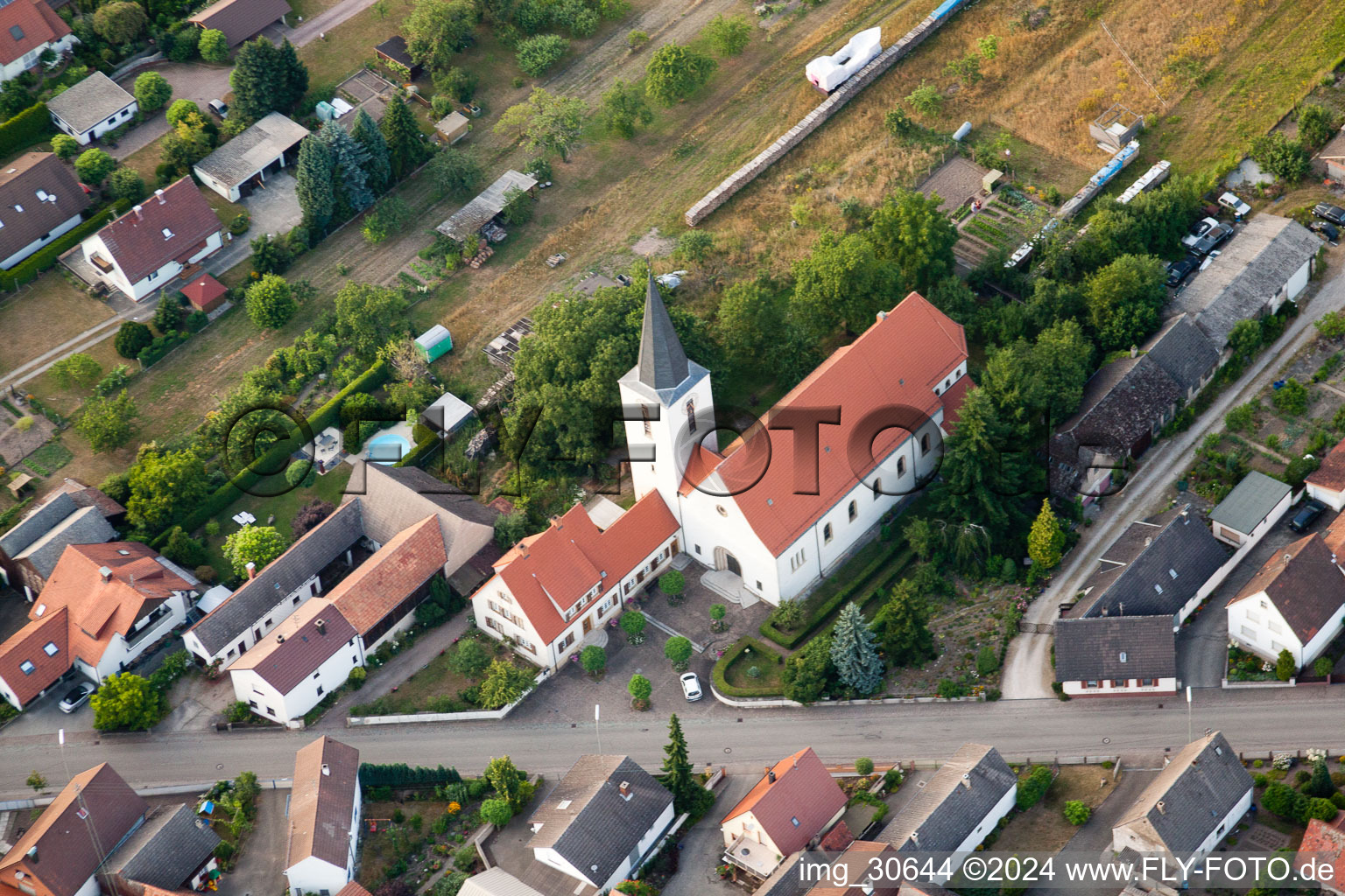 Oblique view of Scheibenhardt in the state Rhineland-Palatinate, Germany