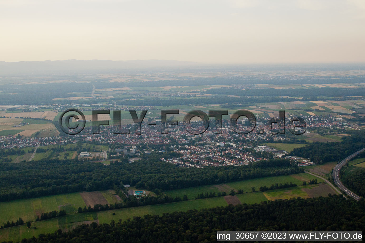 From the southeast in Kandel in the state Rhineland-Palatinate, Germany seen from above