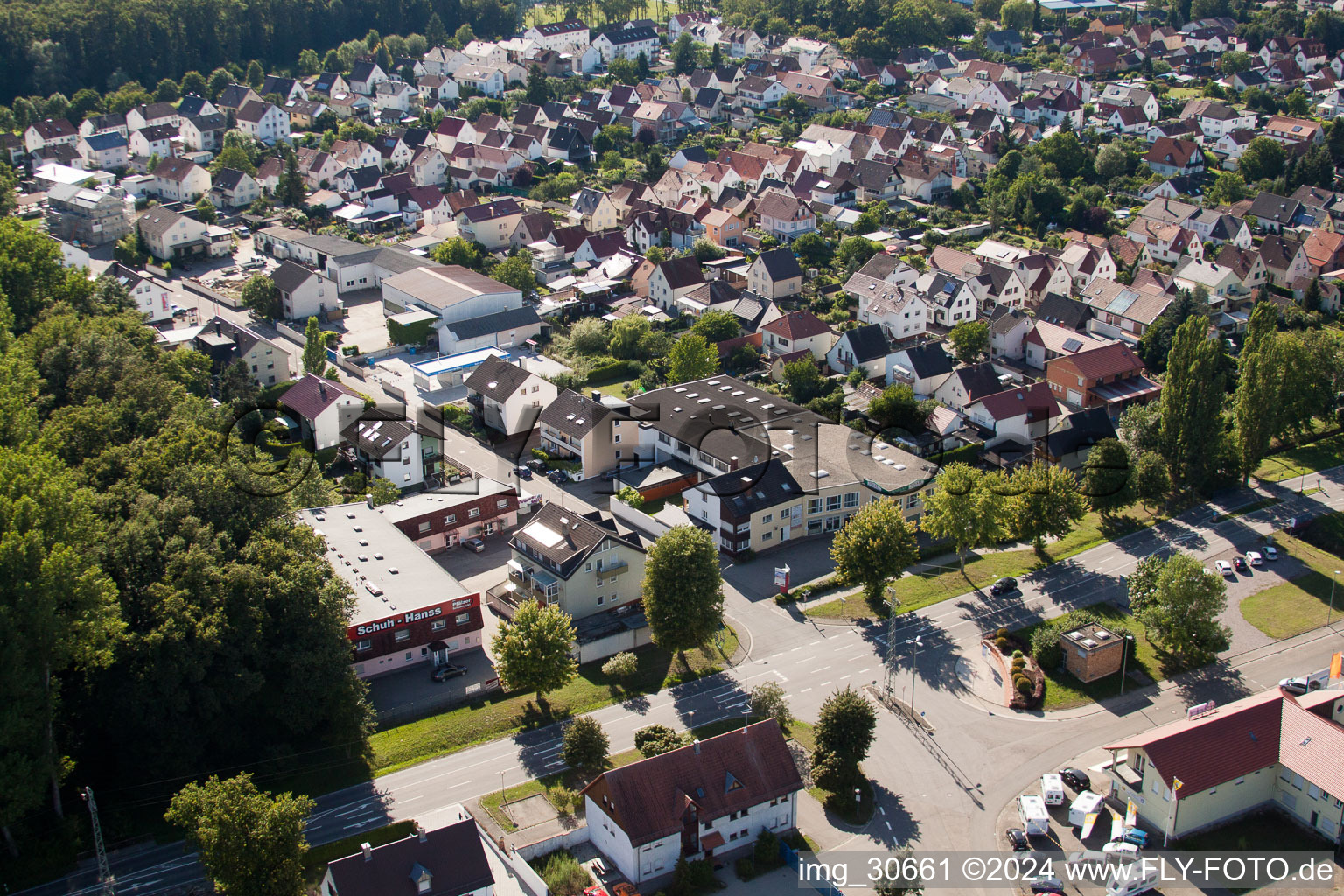 Aerial photograpy of Elsaesserstr in Kandel in the state Rhineland-Palatinate, Germany