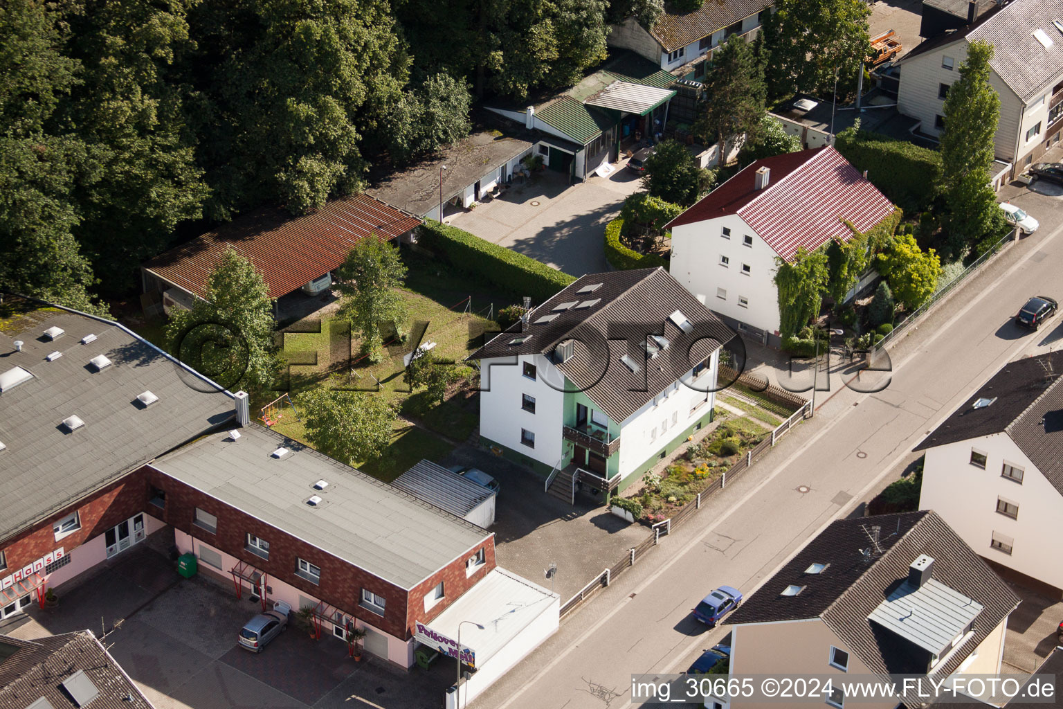 Oblique view of Elsaesserstr in Kandel in the state Rhineland-Palatinate, Germany