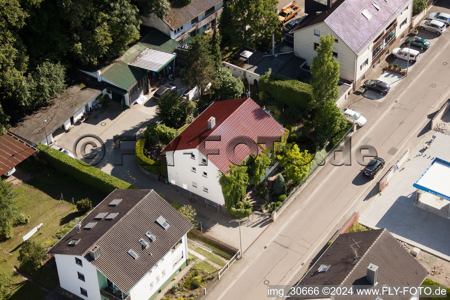 Elsaesserstr in Kandel in the state Rhineland-Palatinate, Germany from above