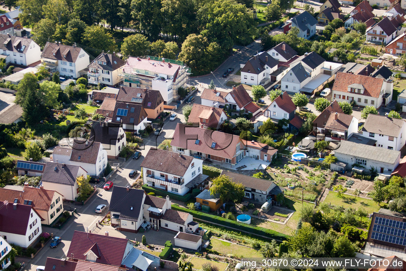 Aerial photograpy of Waldstr in Kandel in the state Rhineland-Palatinate, Germany