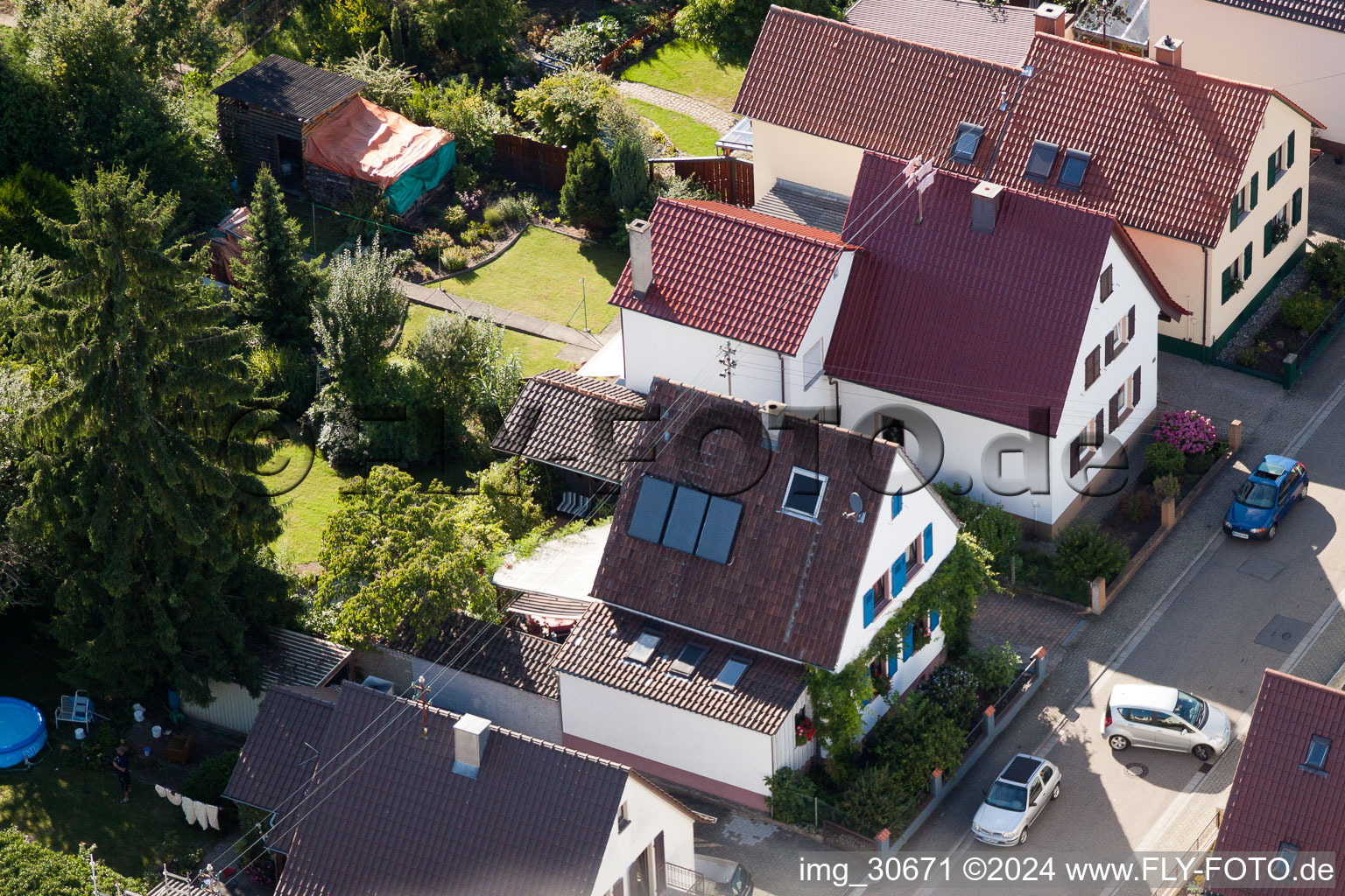 Oblique view of Waldstr in Kandel in the state Rhineland-Palatinate, Germany