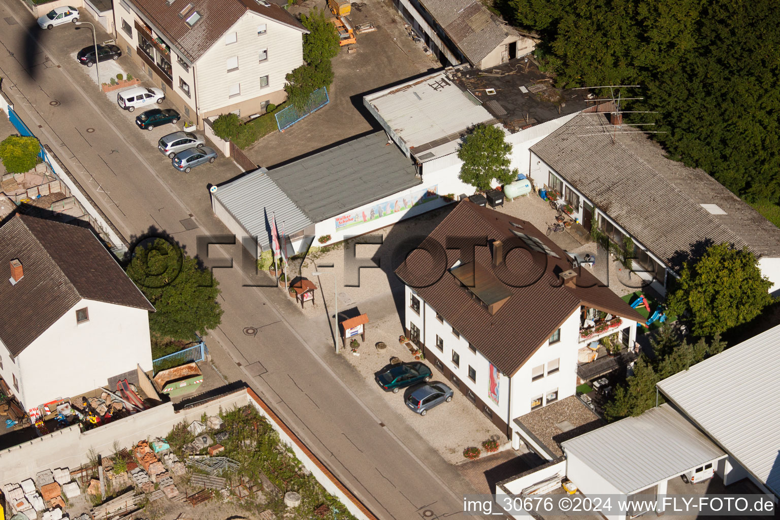 Aerial view of Elsässerstraße, Schuh-Walber in Kandel in the state Rhineland-Palatinate, Germany