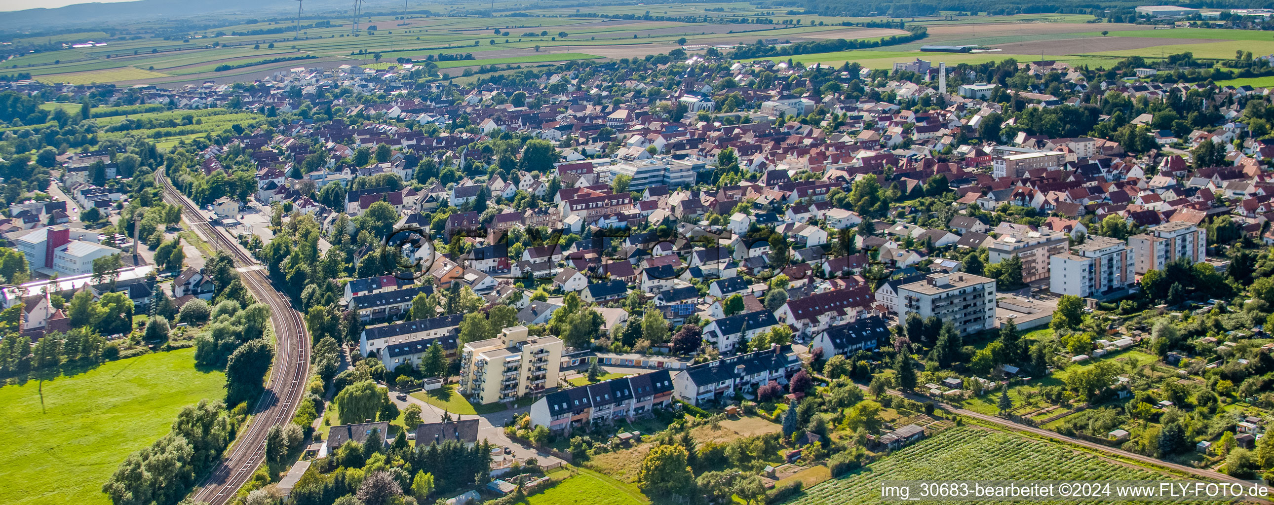 From the southeast in Kandel in the state Rhineland-Palatinate, Germany from the plane