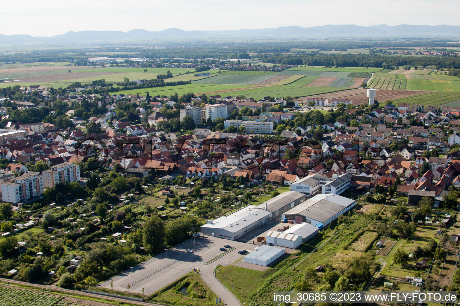 Aerial view of DBK in Kandel in the state Rhineland-Palatinate, Germany