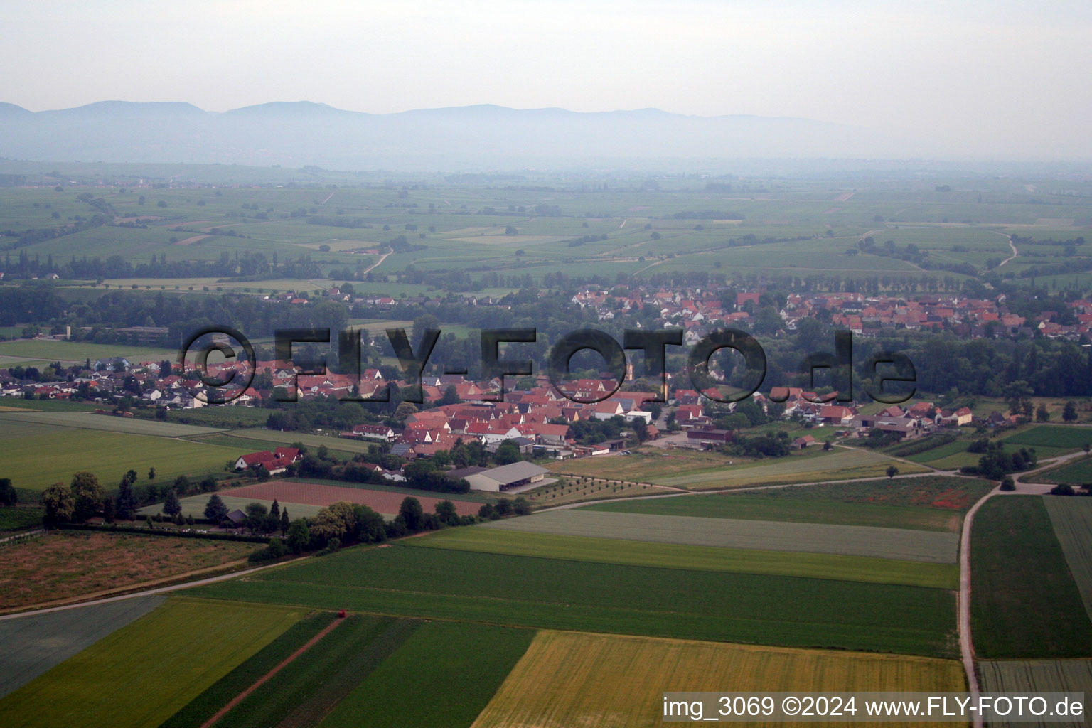 District Mühlhofen in Billigheim-Ingenheim in the state Rhineland-Palatinate, Germany out of the air