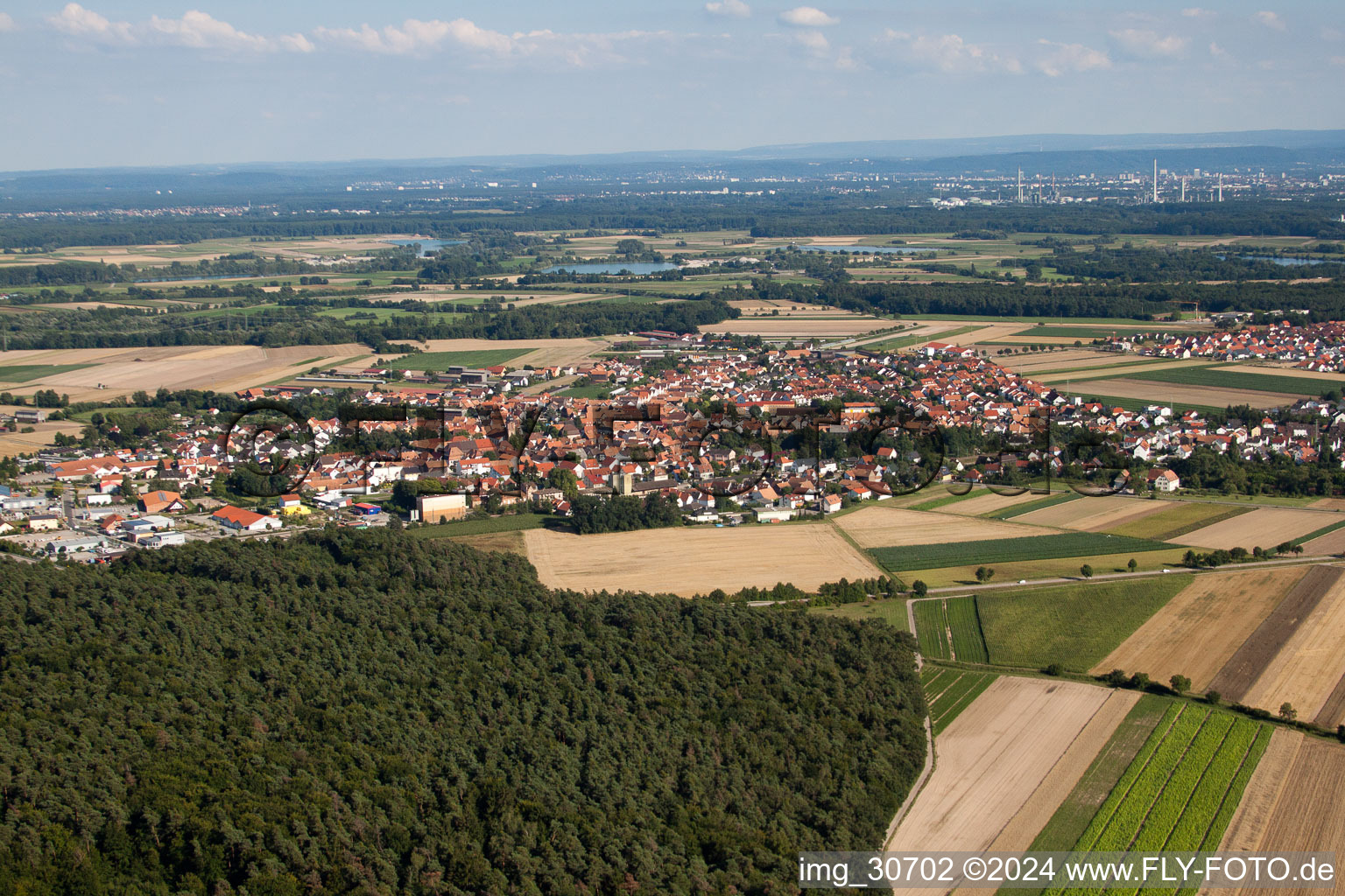 Rheinzabern in the state Rhineland-Palatinate, Germany seen from above