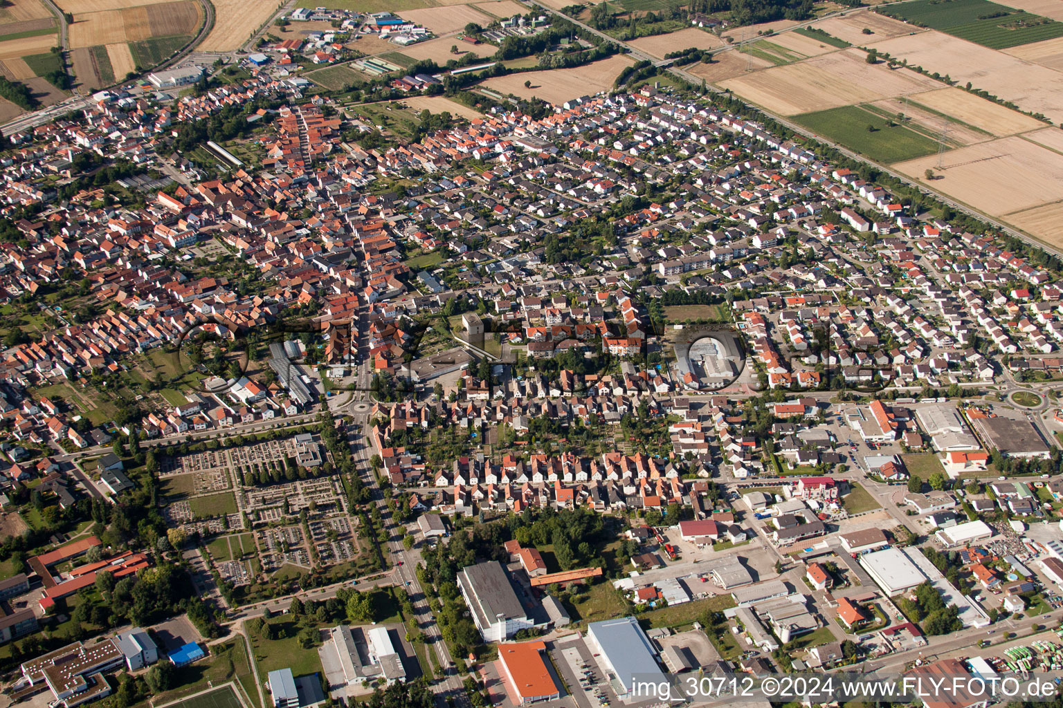 Rülzheim in the state Rhineland-Palatinate, Germany from the drone perspective