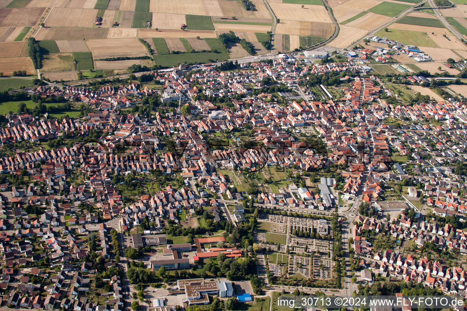 Rülzheim in the state Rhineland-Palatinate, Germany from a drone