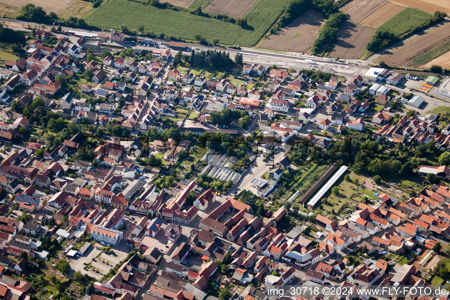 Oblique view of Rülzheim in the state Rhineland-Palatinate, Germany