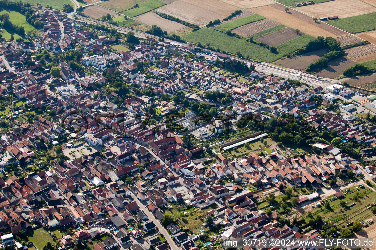 Rülzheim in the state Rhineland-Palatinate, Germany from above