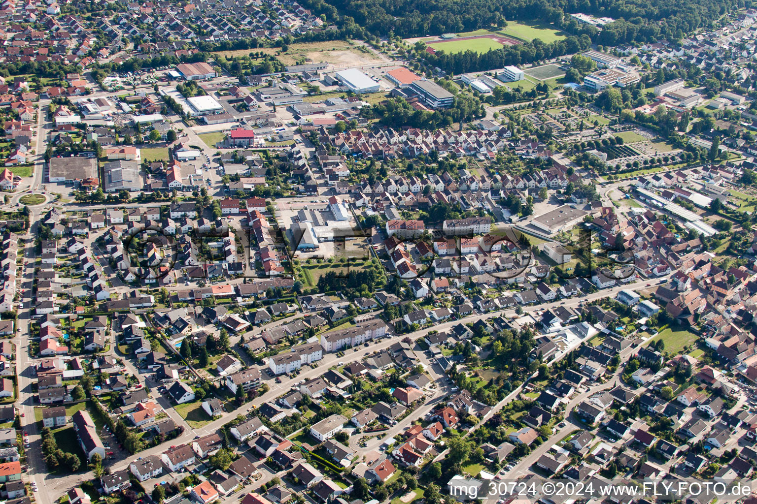 Rülzheim in the state Rhineland-Palatinate, Germany viewn from the air