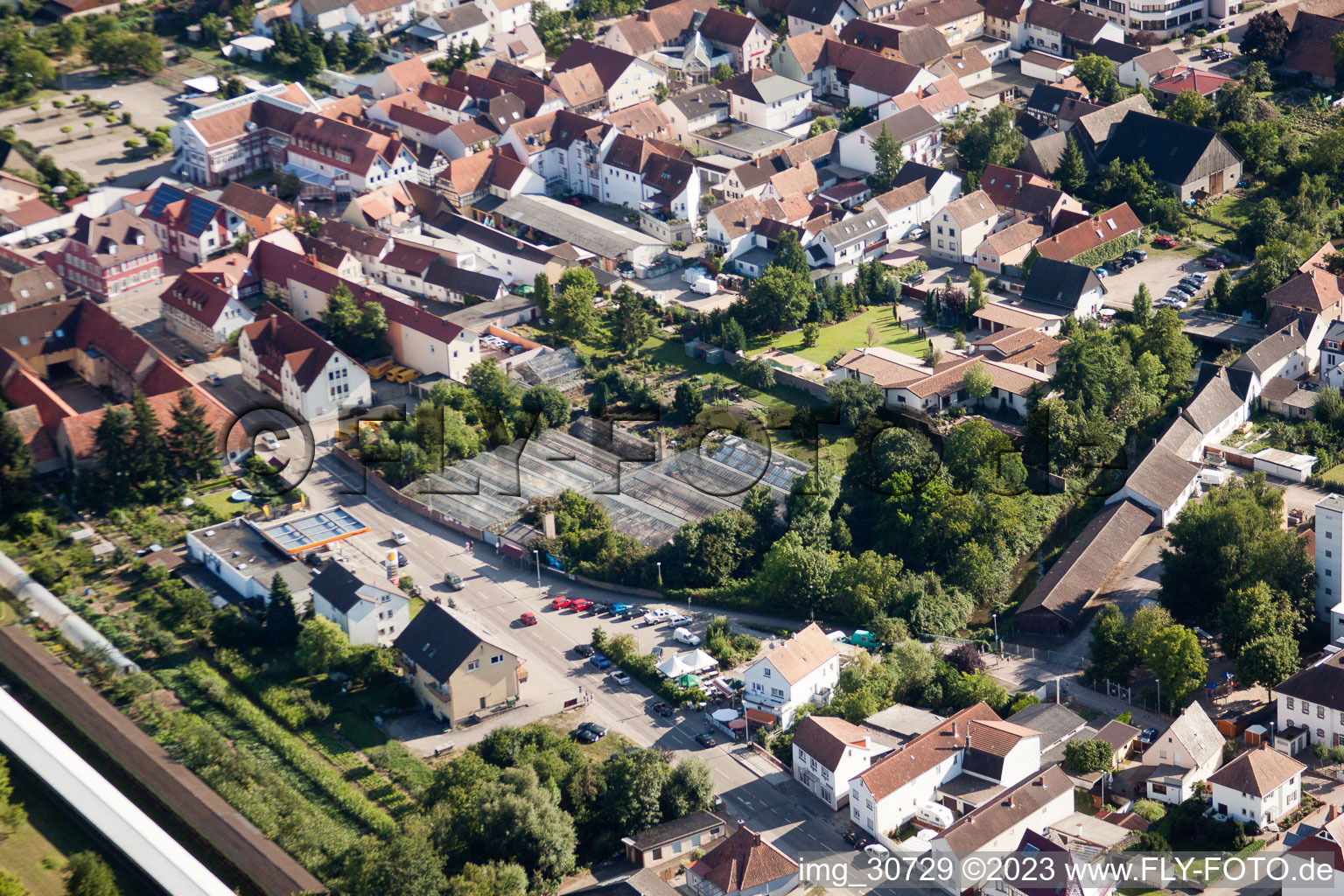Rülzheim in the state Rhineland-Palatinate, Germany seen from a drone