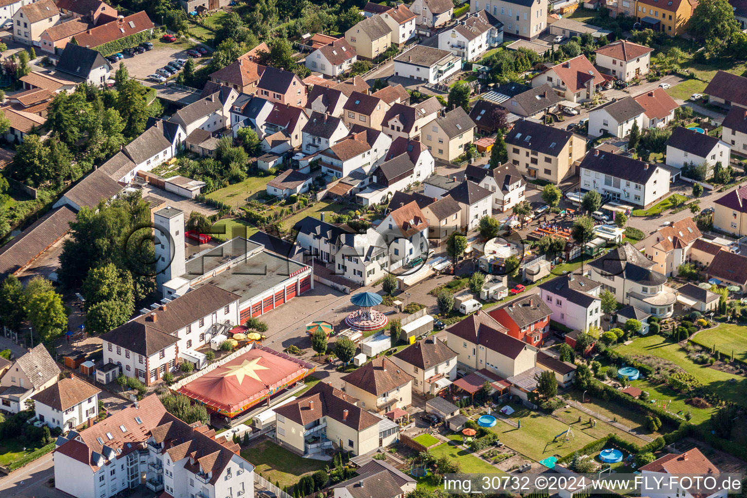 Grounds of the fire depot on Gartenstrasse and Jahrmarkt in Ruelzheim in the state Rhineland-Palatinate, Germany