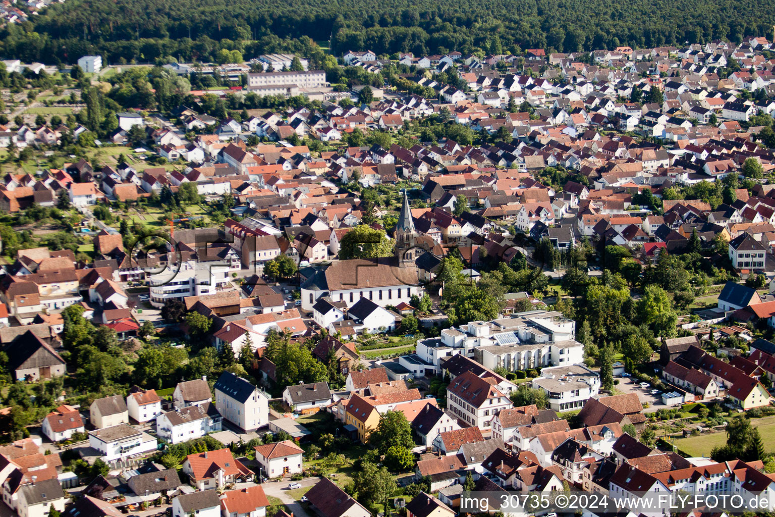 Oblique view of Rülzheim in the state Rhineland-Palatinate, Germany