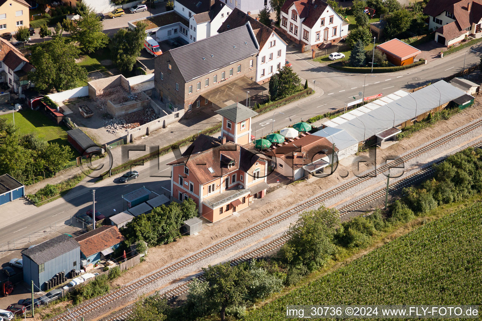 Station railway building of the Deutsche Bahn in Ruelzheim in the state Rhineland-Palatinate