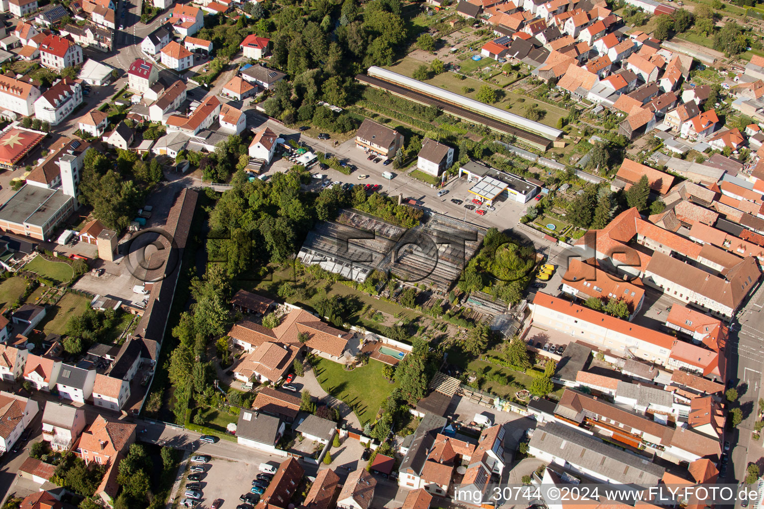 Drone recording of Rülzheim in the state Rhineland-Palatinate, Germany