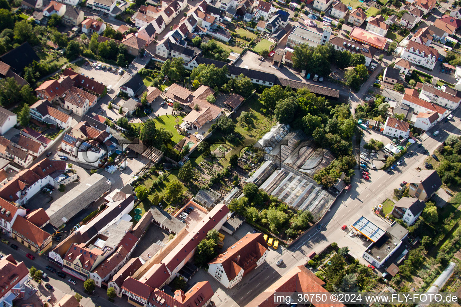 Rülzheim in the state Rhineland-Palatinate, Germany seen from a drone