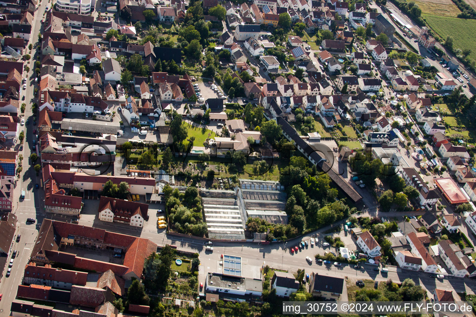 Aerial view of Rülzheim in the state Rhineland-Palatinate, Germany