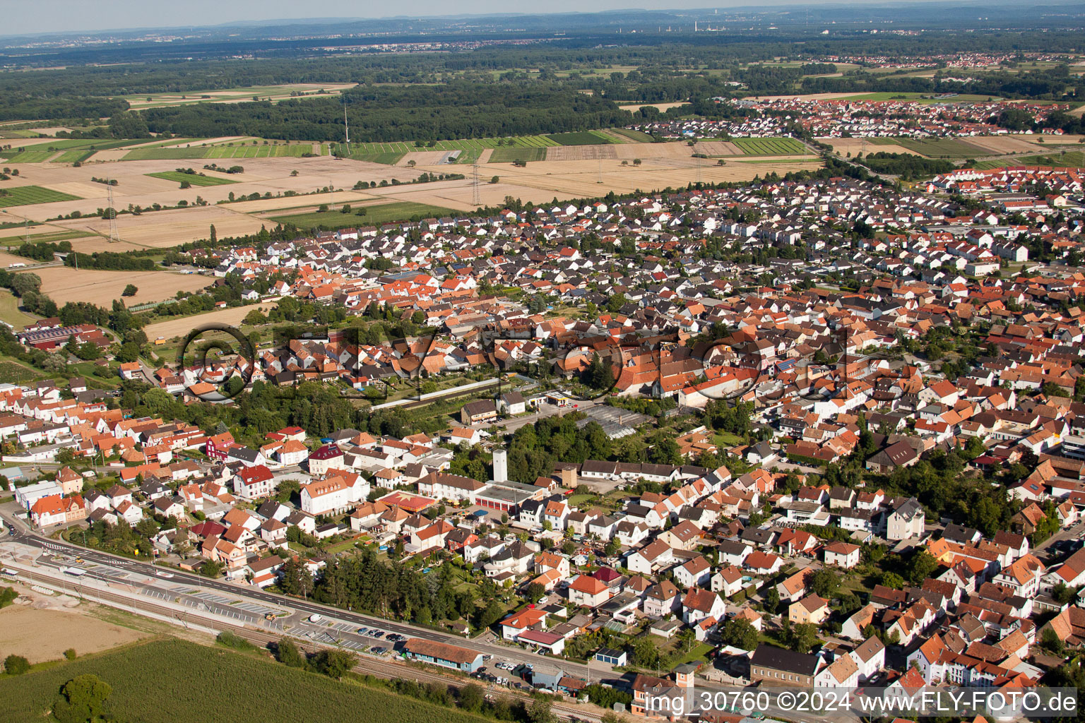 Rülzheim in the state Rhineland-Palatinate, Germany out of the air