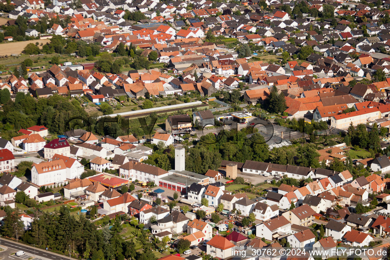 Rülzheim in the state Rhineland-Palatinate, Germany from the plane