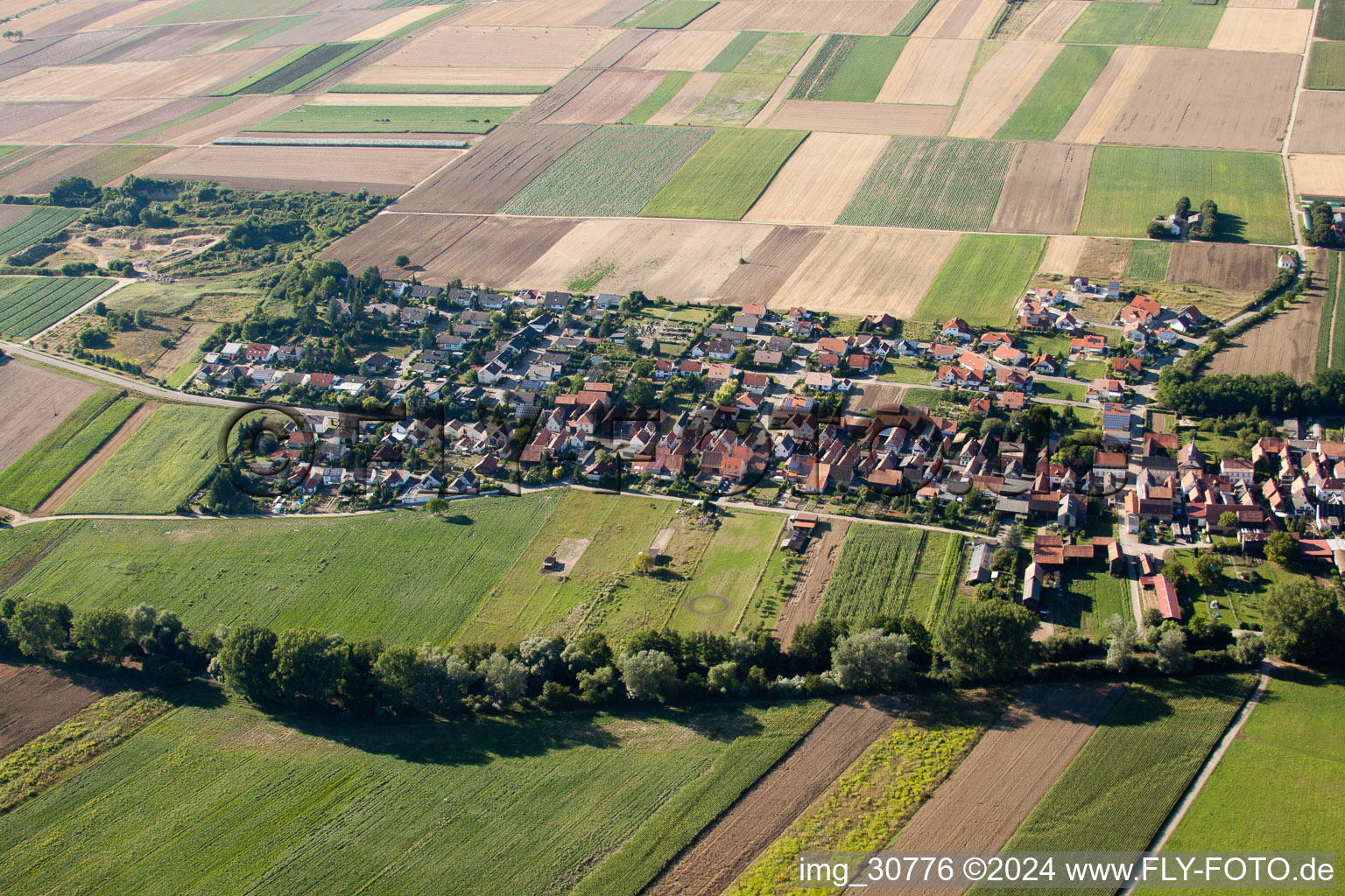 Aerial view of From the south in Herxheimweyher in the state Rhineland-Palatinate, Germany