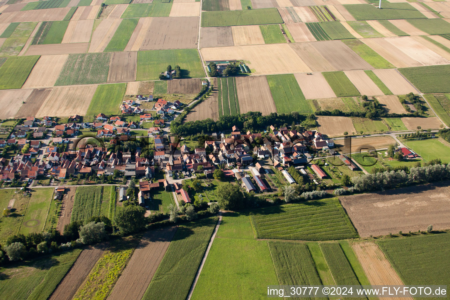 Aerial photograpy of From the south in Herxheimweyher in the state Rhineland-Palatinate, Germany