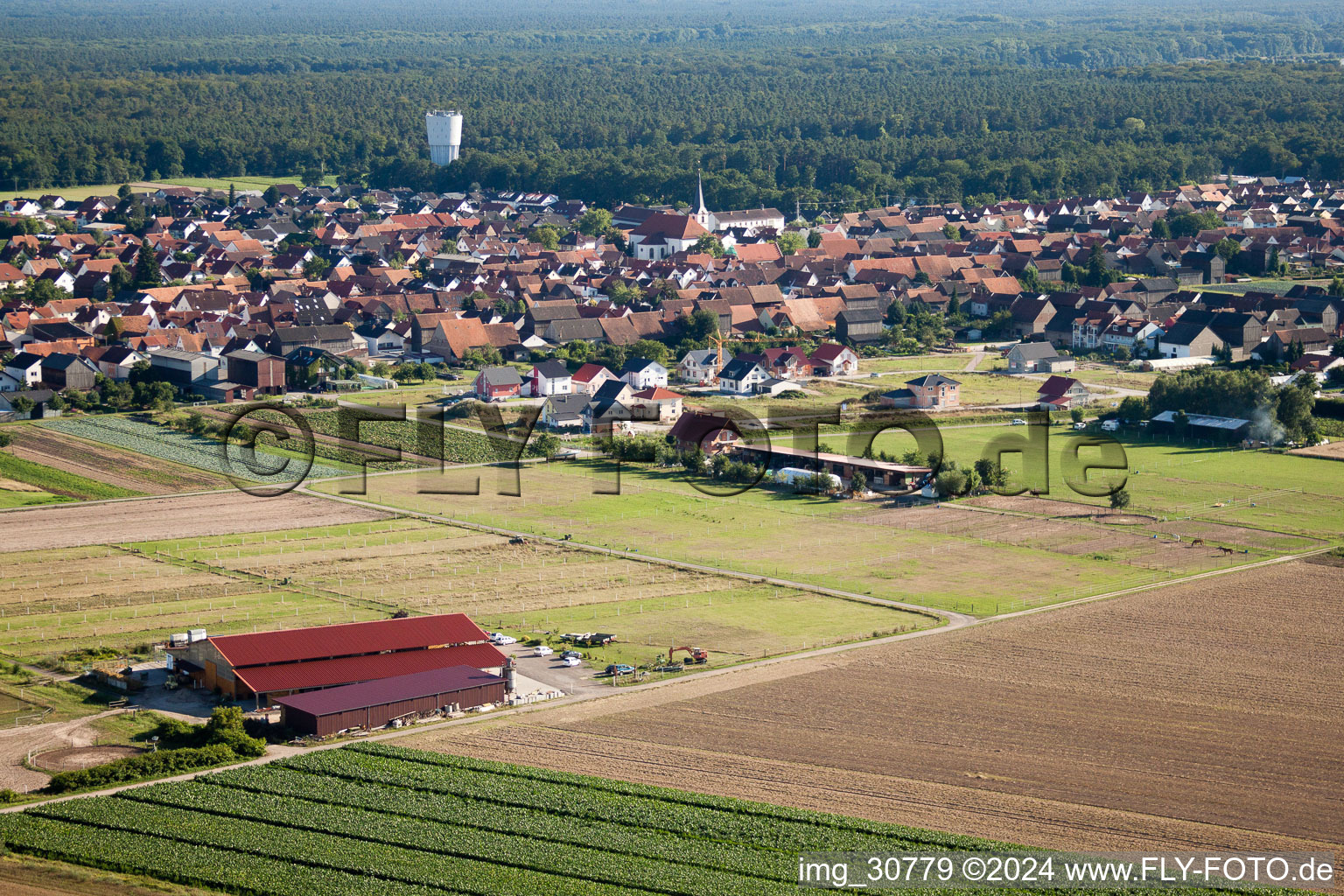 New development area from the northeast in Hatzenbühl in the state Rhineland-Palatinate, Germany