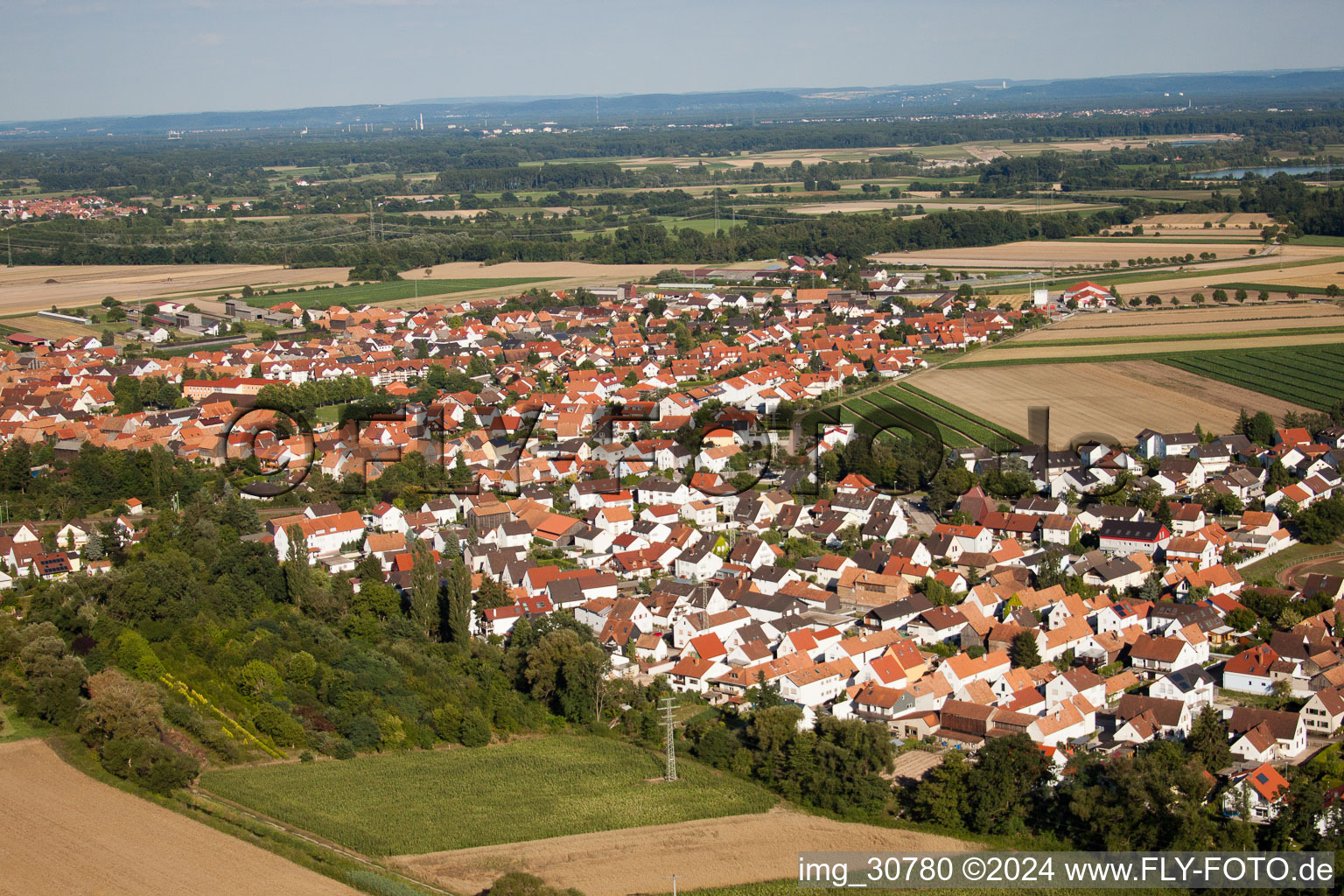 Rheinzabern in the state Rhineland-Palatinate, Germany from the plane