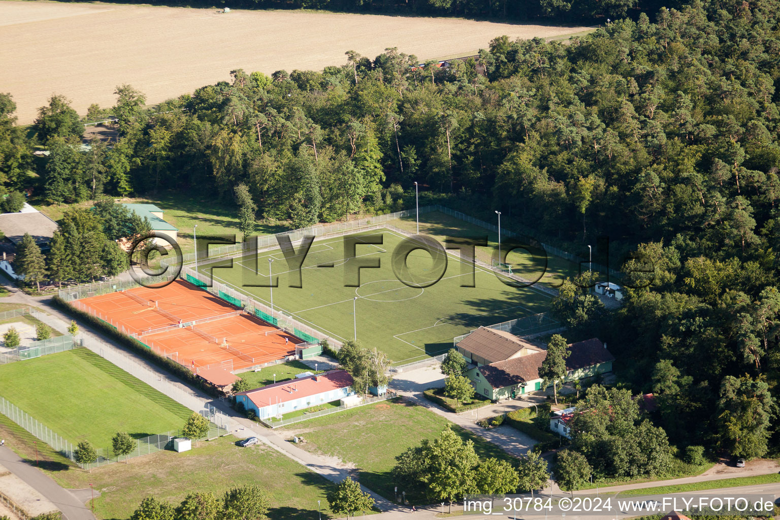 Aerial photograpy of Sports fields in Rheinzabern in the state Rhineland-Palatinate, Germany