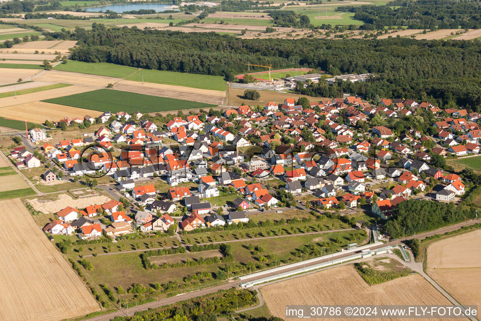 Luxury villa in residential area of single-family settlement on den Tongruben in Rheinzabern in the state Rhineland-Palatinate, Germany