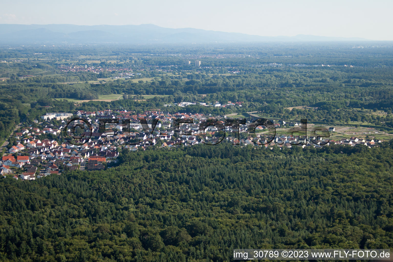 Aerial view of From the north in Jockgrim in the state Rhineland-Palatinate, Germany