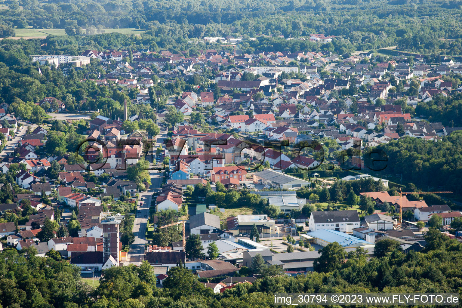 Aerial view of Lower letter st in Jockgrim in the state Rhineland-Palatinate, Germany