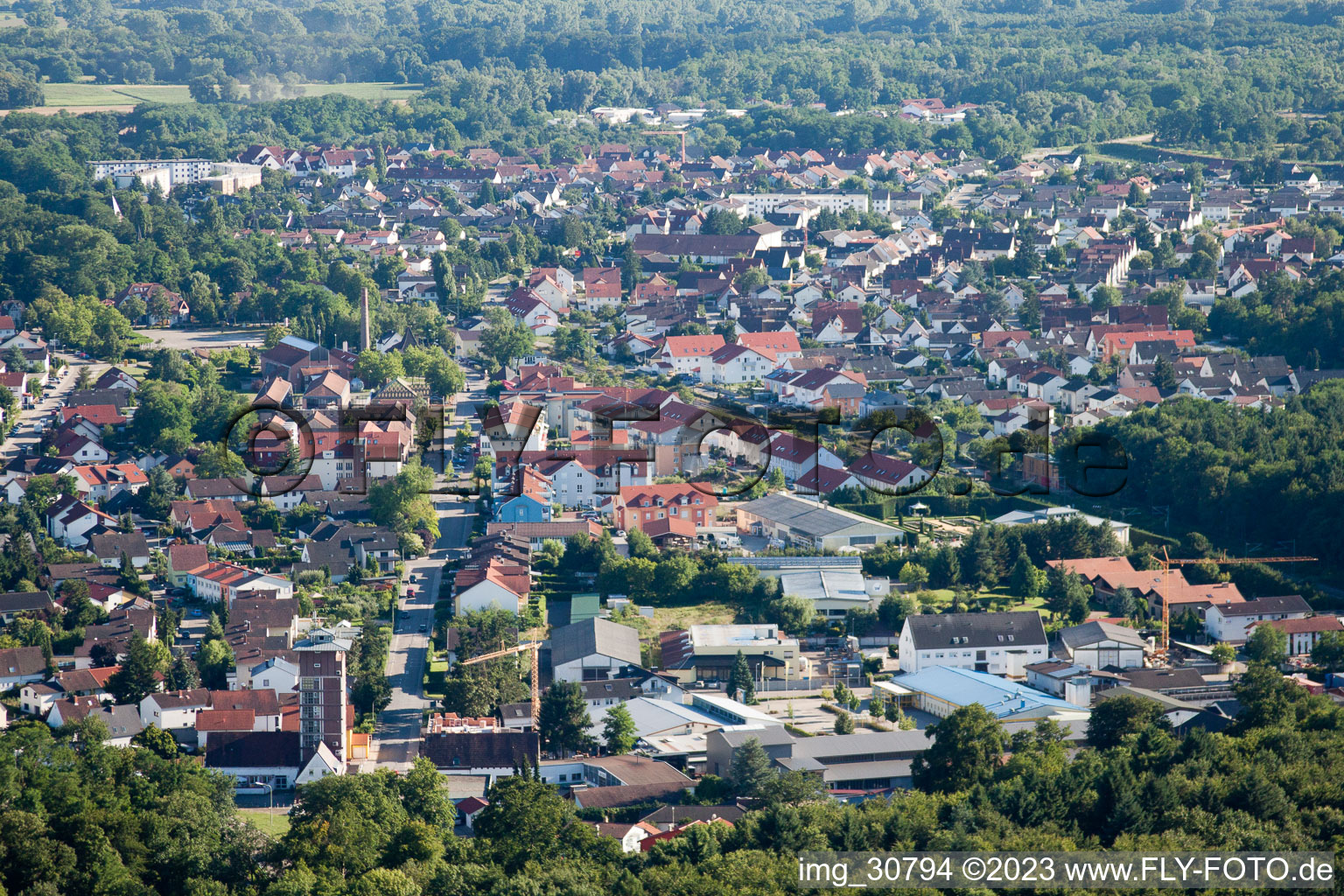 Aerial view of Lower Buchstr in Jockgrim in the state Rhineland-Palatinate, Germany