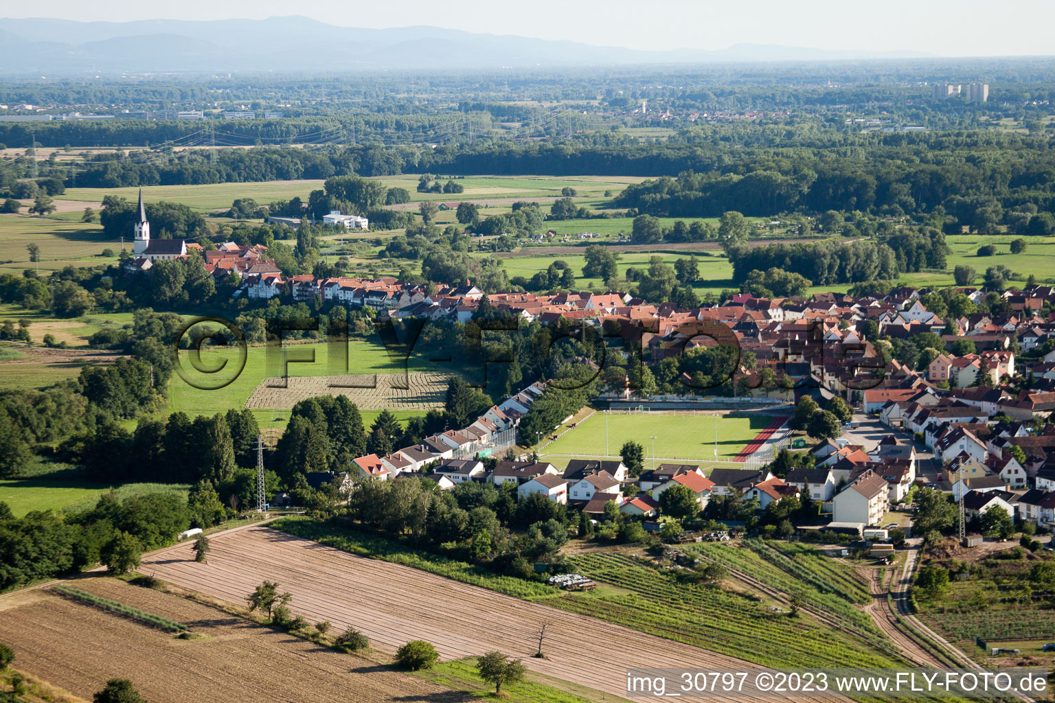 Sports fields in Jockgrim in the state Rhineland-Palatinate, Germany