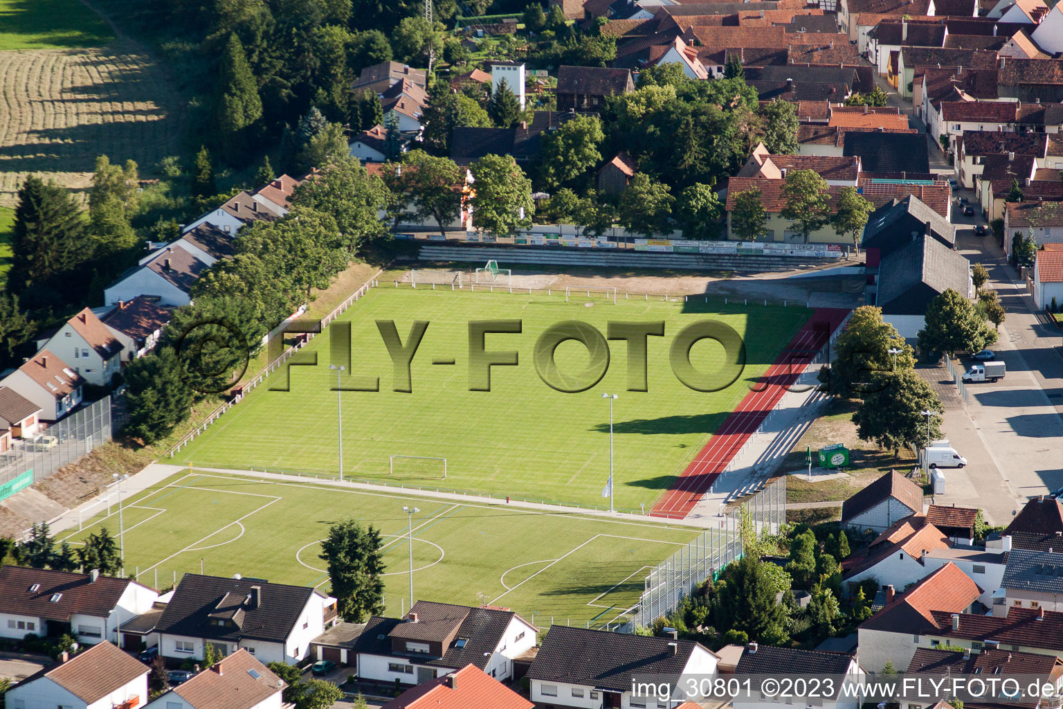 Aerial view of Sports fields in Jockgrim in the state Rhineland-Palatinate, Germany