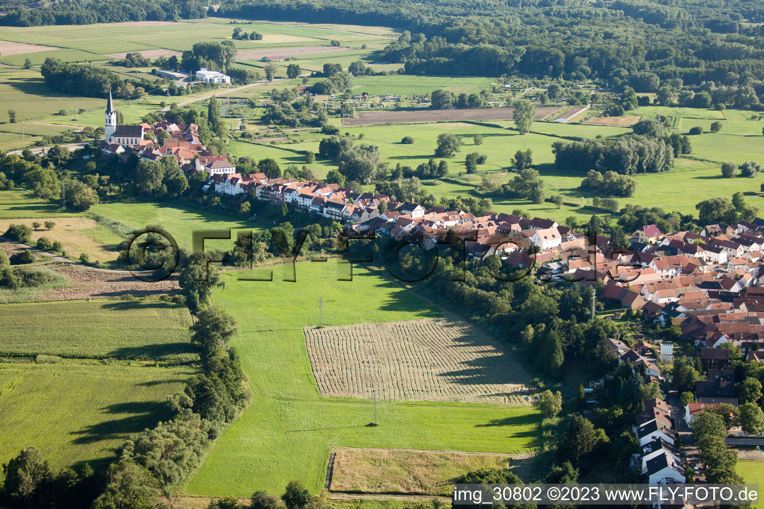 From northeast in Jockgrim in the state Rhineland-Palatinate, Germany