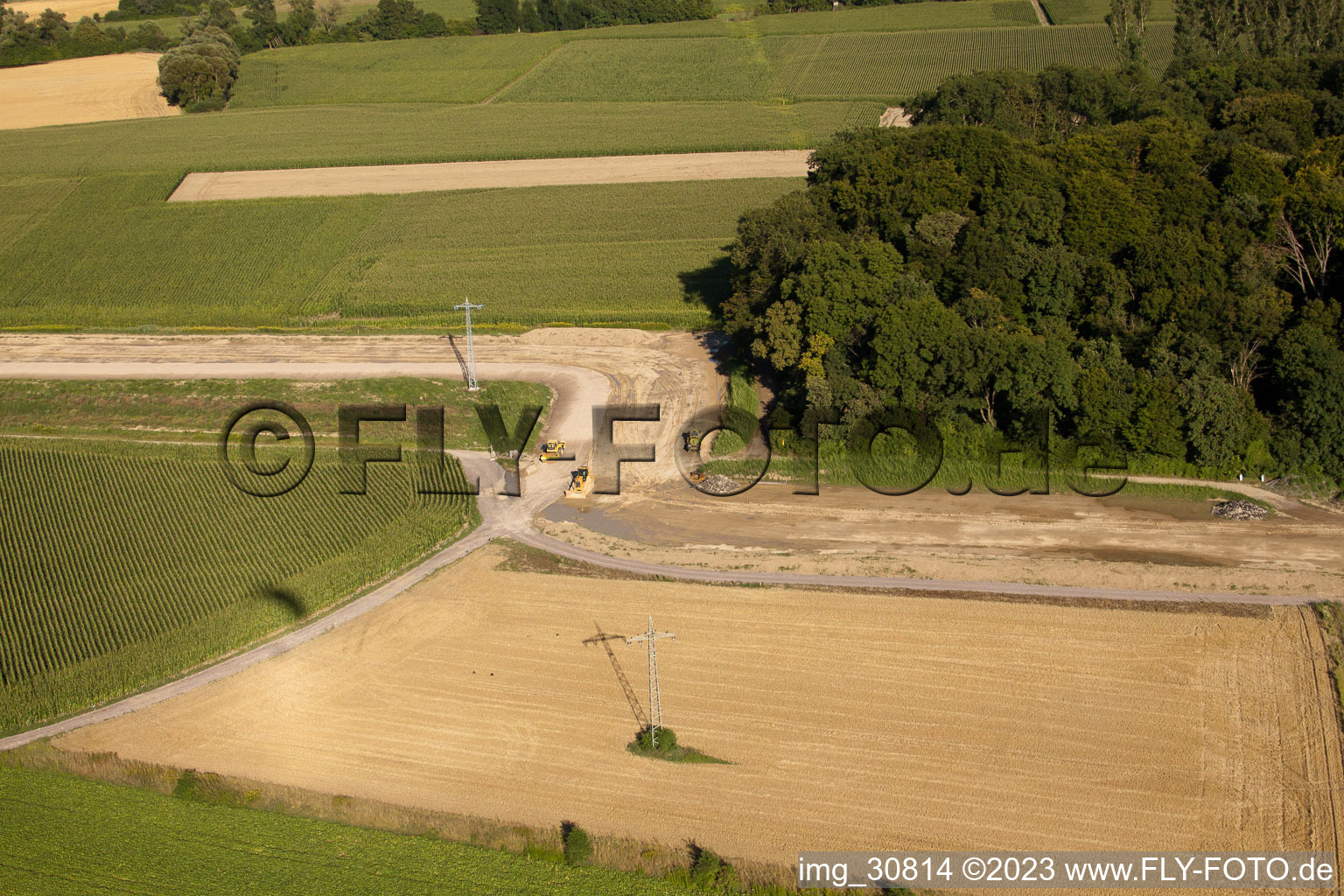 Polder construction in Neupotz in the state Rhineland-Palatinate, Germany