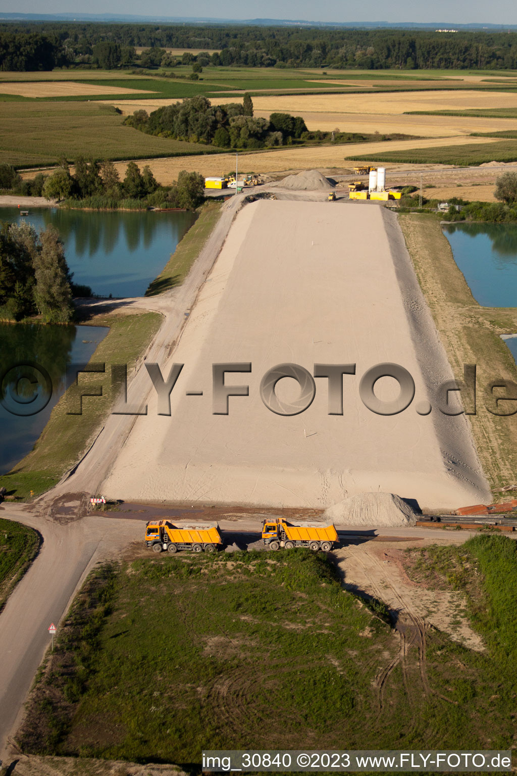 Drone image of Polder construction in Neupotz in the state Rhineland-Palatinate, Germany